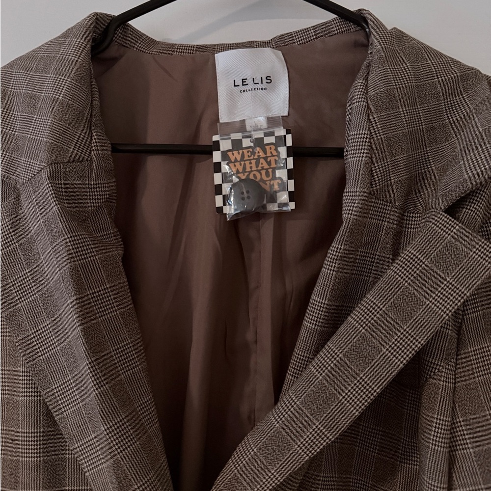 Dressed in LALA Brown Plaid Blazer